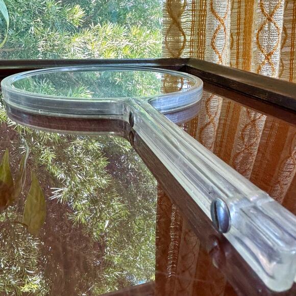 Vintage Clear Lucite Double-Sided Acrylic Hand Mirror - Picture 6 of 11